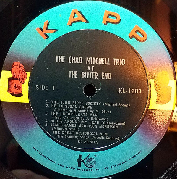 The Chad Mitchell Trio : The Chad Mitchell Trio At The Bitter End (LP, Album, Mono, Pit)