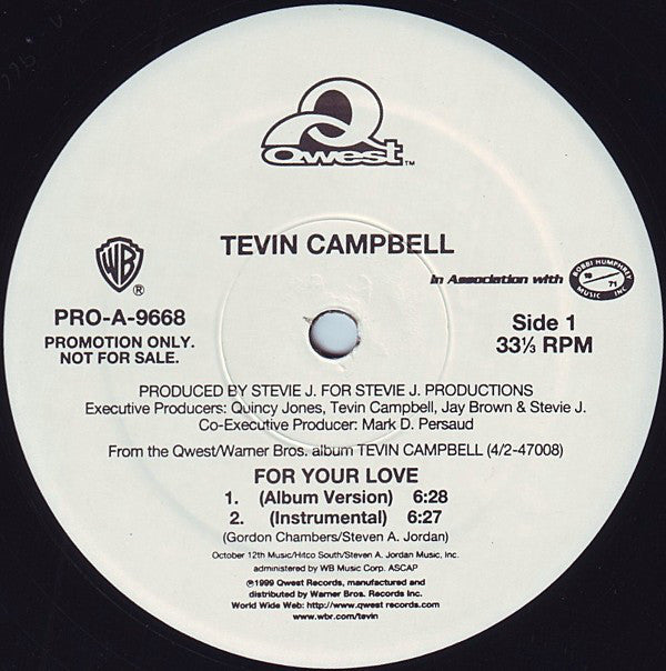 Tevin Campbell : For Your Love / Another Way (12", Promo)