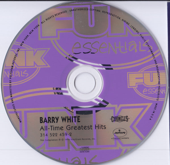 Barry White : All-Time Greatest Hits (CD, Comp, RM, RP)