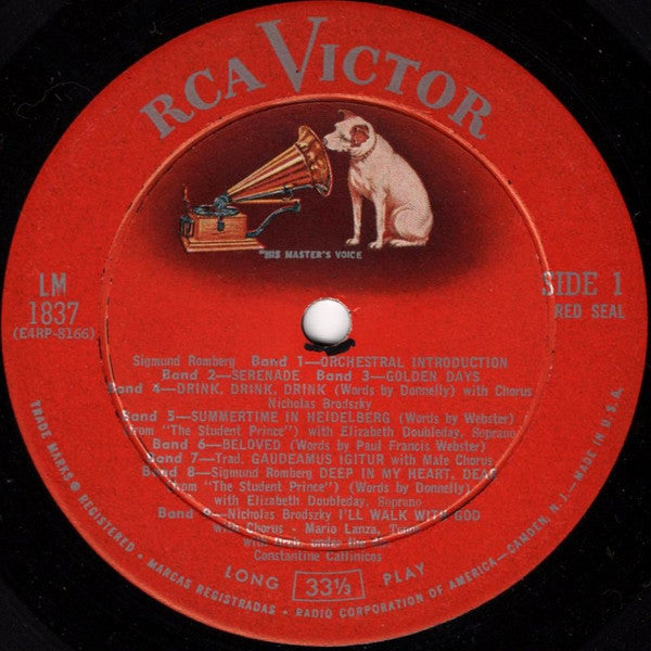 Mario Lanza : Mario Lanza Sings The Hit Songs From The Student Prince And Other Great Musical Comedies (LP, Album, RE)