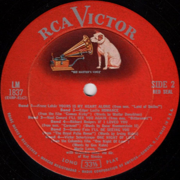 Mario Lanza : Mario Lanza Sings The Hit Songs From The Student Prince And Other Great Musical Comedies (LP, Album, RE)