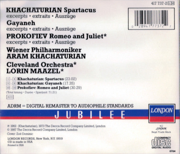 Aram Khatchaturian / Sergei Prokofiev - Lorin Maazel : Spartacus / Gayaneh / Romeo & Juliet (CD, Album)