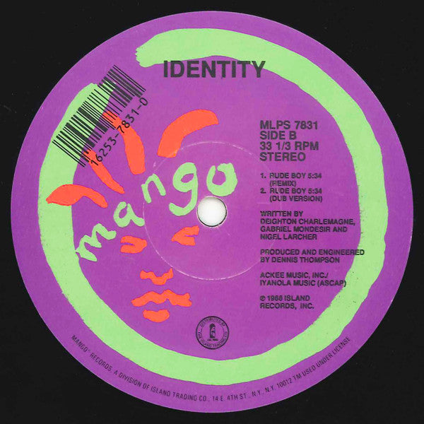 Identity (6) : Fele (Crack) / Rude Boy (12")