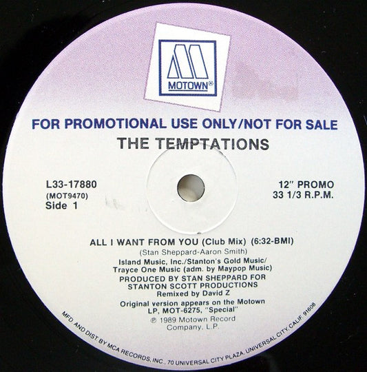 The Temptations : All I Want From You (12", Promo)