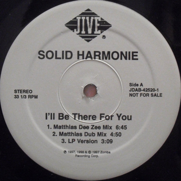 Solid Harmonie : I'll Be There For You (12", Promo)