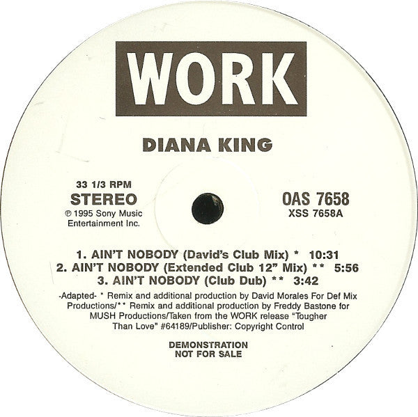 Diana King : Ain't Nobody (12", Promo)