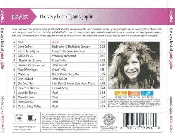 Janis Joplin : Playlist: The Very Best Of Janis Joplin  (CD, Comp, Enh)