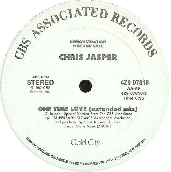 Chris Jasper : One Time Love (12", Promo)