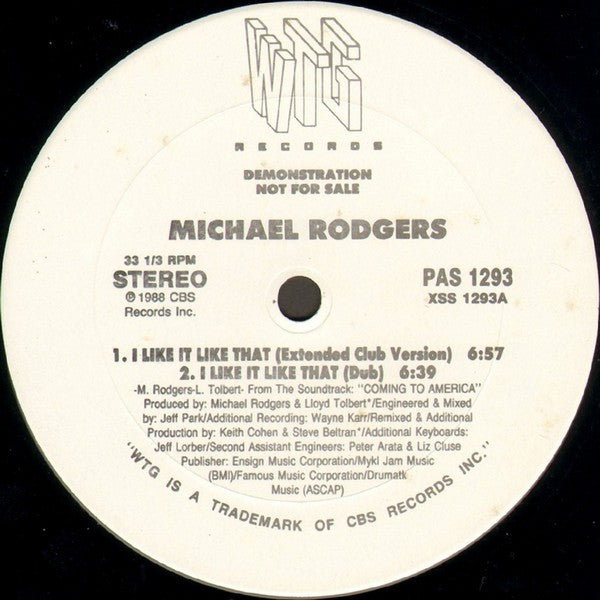 Michael Rodgers : I Like It Like That (12", Promo)