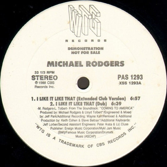 Michael Rodgers : I Like It Like That (12", Promo)