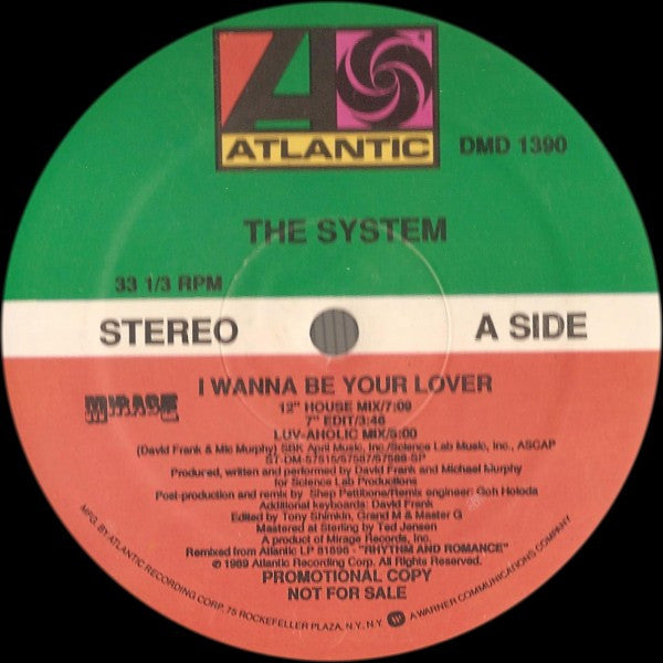 The System : I Wanna Be Your Lover (12", Promo)