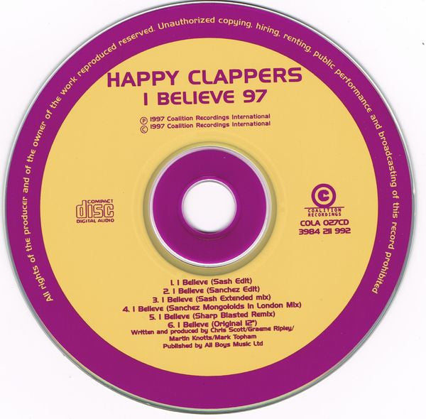 Happy Clappers : I Believe '97 (CD, Single)