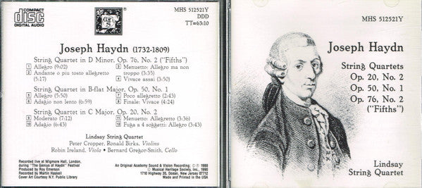 The Lindsays, Joseph Haydn : Three String Quartets (CD, Album)
