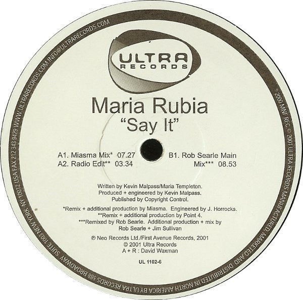 Maria Rubia : Say It (12")