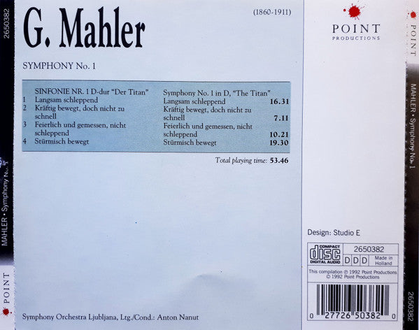Gustav Mahler, Simfonični Orkester RTV Ljubljana, Anton Nanut : Symphony No. 1 (CD, Album)