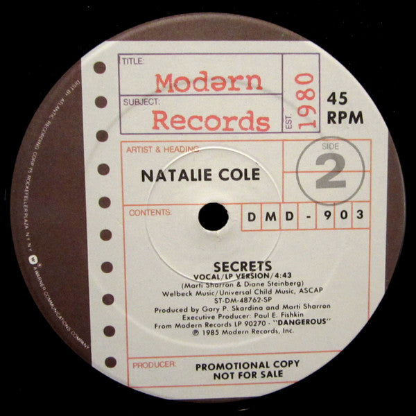Natalie Cole : Secrets (12", M/Print, Promo)