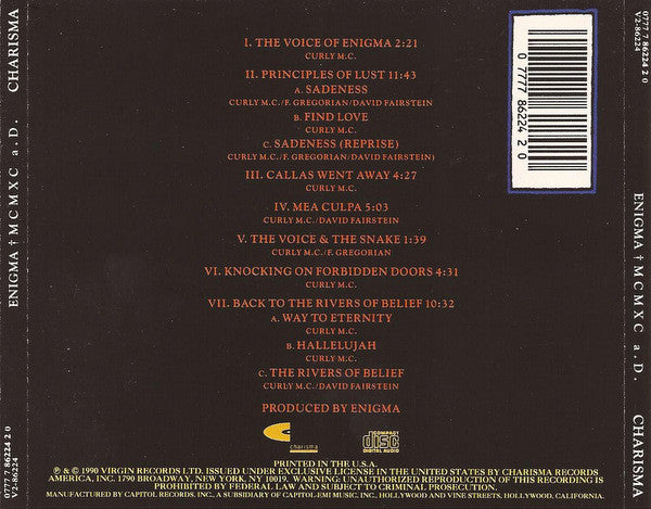 Enigma : MCMXC a.D. (CD, Album, RE, RP)