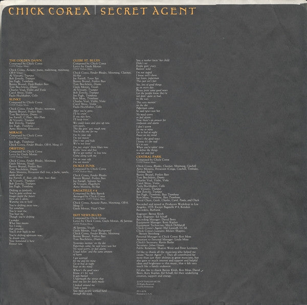 Chick Corea : Secret Agent (LP, Album, AL)