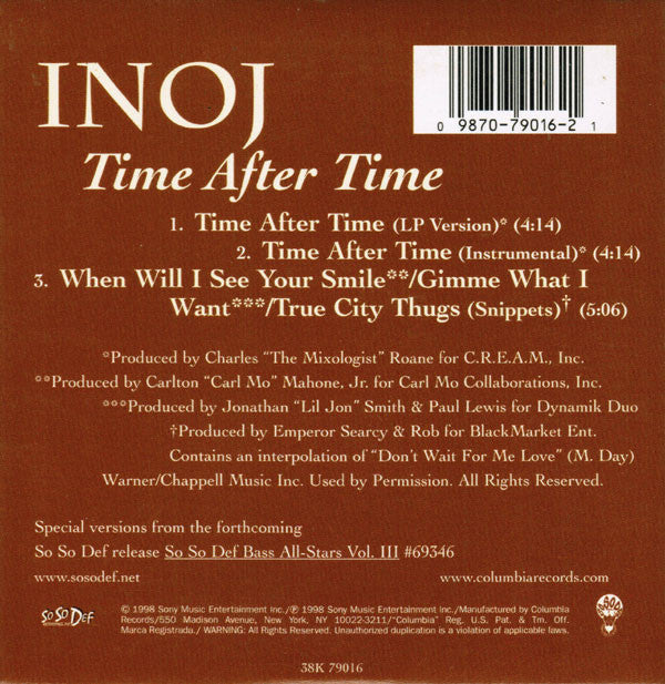 Inoj : Time After Time (CD, Single, Car)