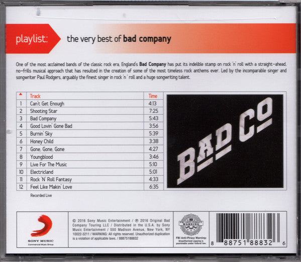 Bad Company (3) : Playlist: The Very Best Of Bad Company (CD, Comp)