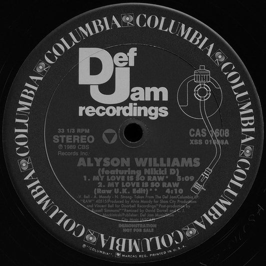 Alyson Williams Featuring Nikki D : My Love Is So Raw (12", Promo)