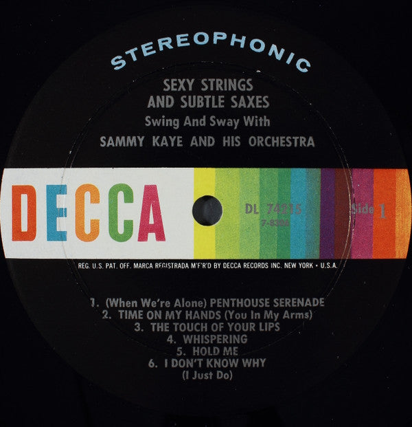 Sammy Kaye And His Orchestra : Sexy Strings And Subtle Saxes (LP, Album)