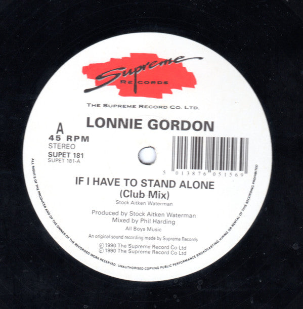 Lonnie Gordon : If I Have To Stand Alone (12", Single)