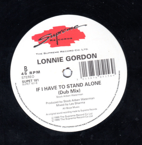 Lonnie Gordon : If I Have To Stand Alone (12", Single)