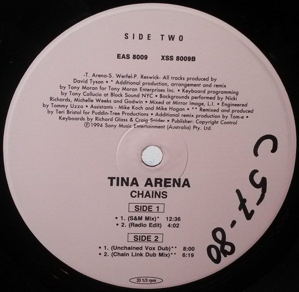 Tina Arena : Chains (The Remixes!) (12", Promo)