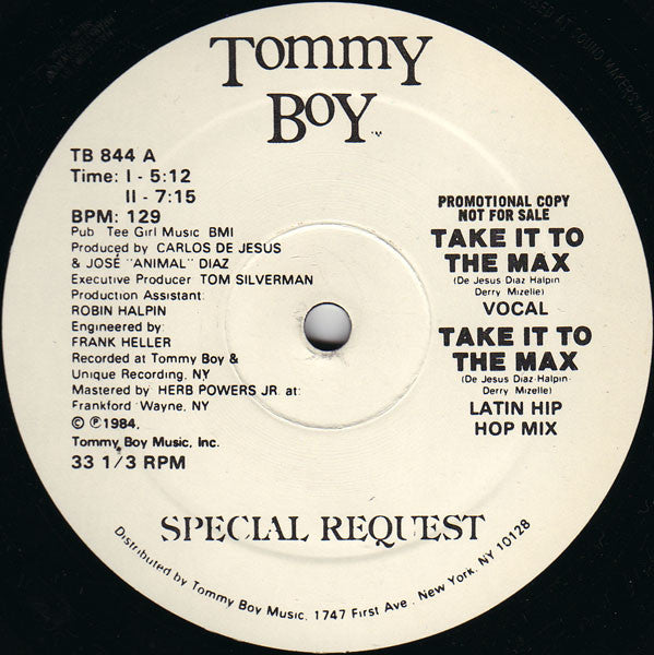 Special Request (2) : Take It To The Max (12", Promo)