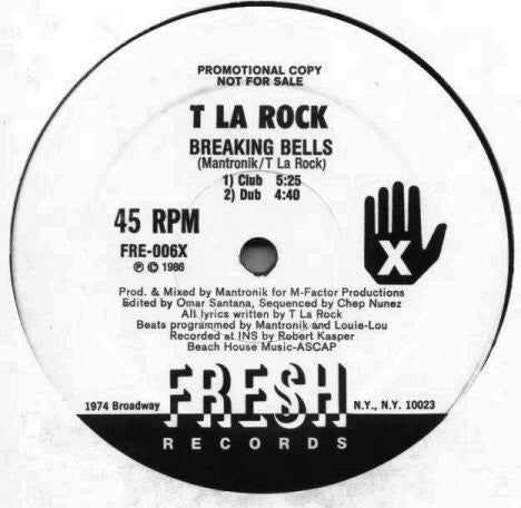 T La Rock : Breaking Bells / Bass Machine (12", Promo)