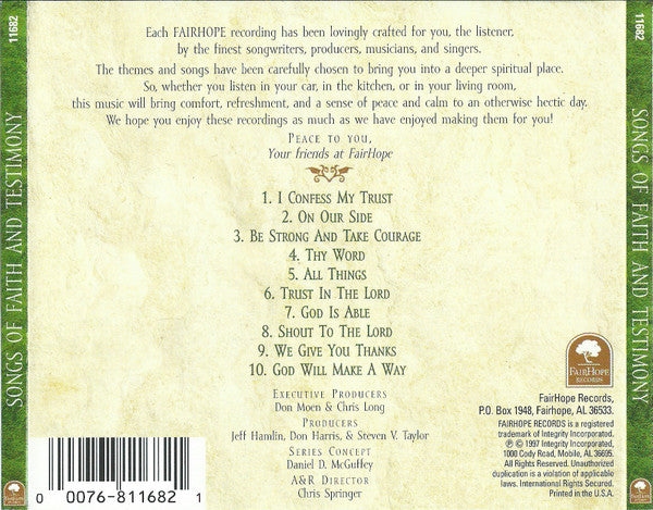 Unknown Artist : Songs Of Faith And Testimony (CD)