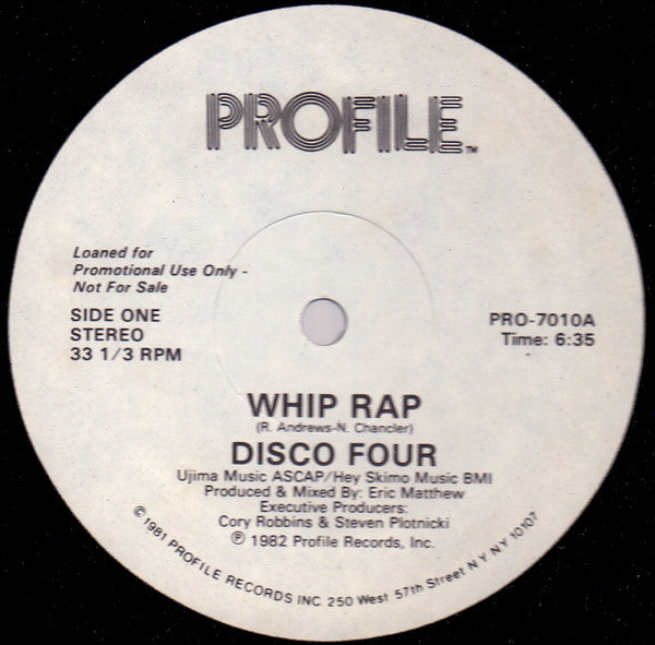 Disco Four : Whip Rap / Let It Whip (12", Promo)