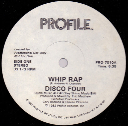 Disco Four : Whip Rap / Let It Whip (12", Promo)