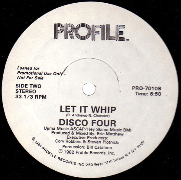 Disco Four : Whip Rap / Let It Whip (12", Promo)