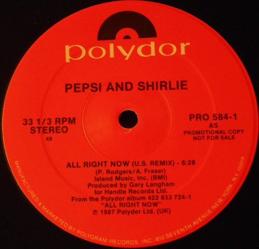 Pepsi & Shirlie : All Right Now (12", Promo)