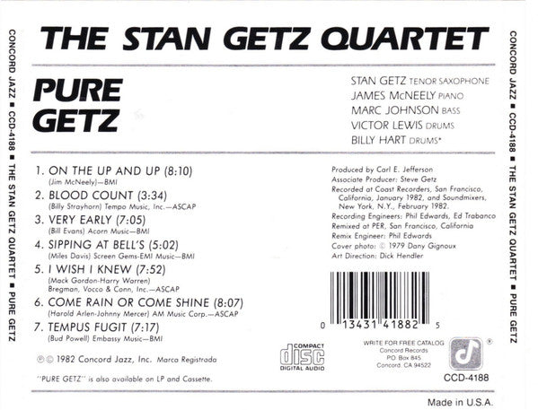 Stan Getz Quartet : Pure Getz (CD, Album)