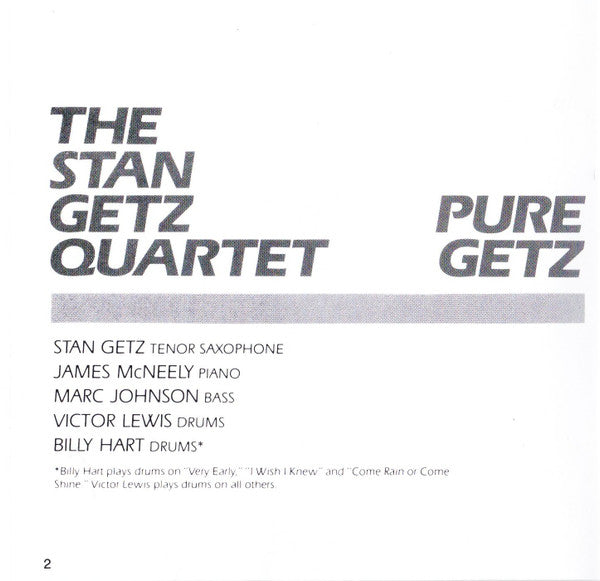 Stan Getz Quartet : Pure Getz (CD, Album)