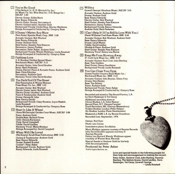 Linda Ronstadt : Heart Like A Wheel (CD, Album, RE)