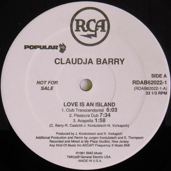 Claudja Barry : Love Is An Island (12", Single, Promo)
