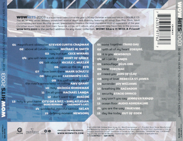 Various : WOW Hits 2003 (30 Of The Year's Top Christian Artists And Hits) (2xCD, Comp)