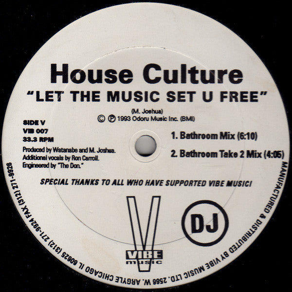 House Culture : Let The Music Set U Free / N-My-Soul (12", Promo)