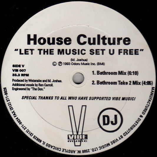 House Culture : Let The Music Set U Free / N-My-Soul (12", Promo)