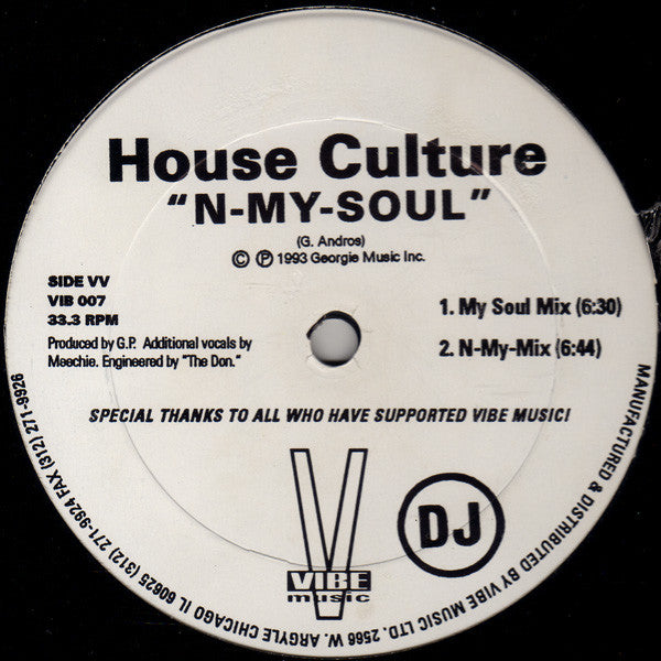 House Culture : Let The Music Set U Free / N-My-Soul (12", Promo)