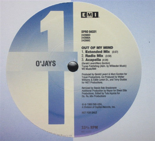 The O'Jays : Out Of My Mind (12", Promo)