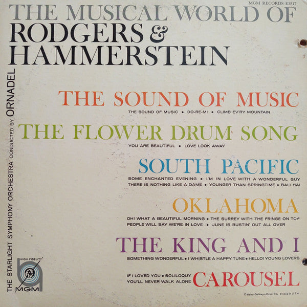 Cyril Ornadel And The Starlight Symphony : The Musical World Of Rodgers & Hammerstein (LP, Album)