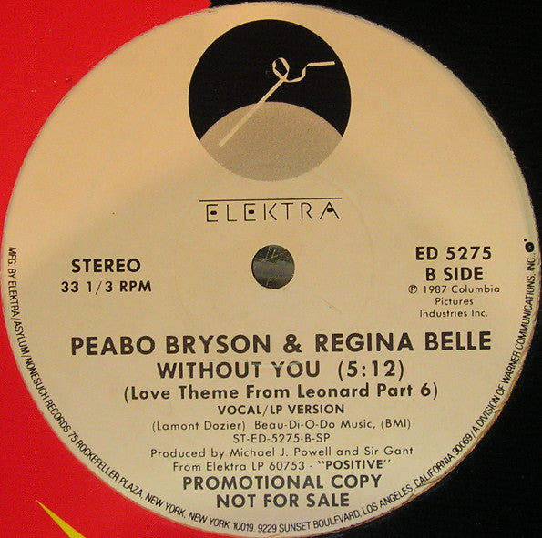 Peabo Bryson & Regina Belle : Without You (Love Theme From Leonard Part 6) (12", Promo)