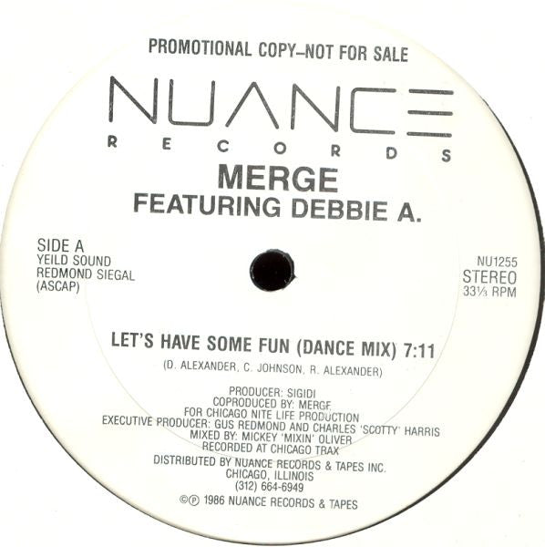 Merge (2) Featuring Debbie A. : Let's Have Some Fun (12", Promo)