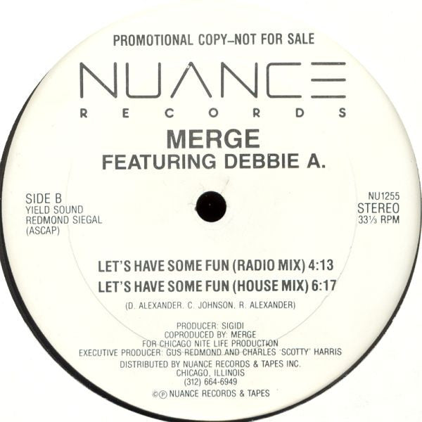 Merge (2) Featuring Debbie A. : Let's Have Some Fun (12", Promo)