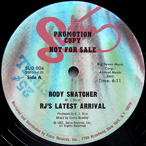 R.J.'s Latest Arrival : Body Snatcher (12", Single, Promo)